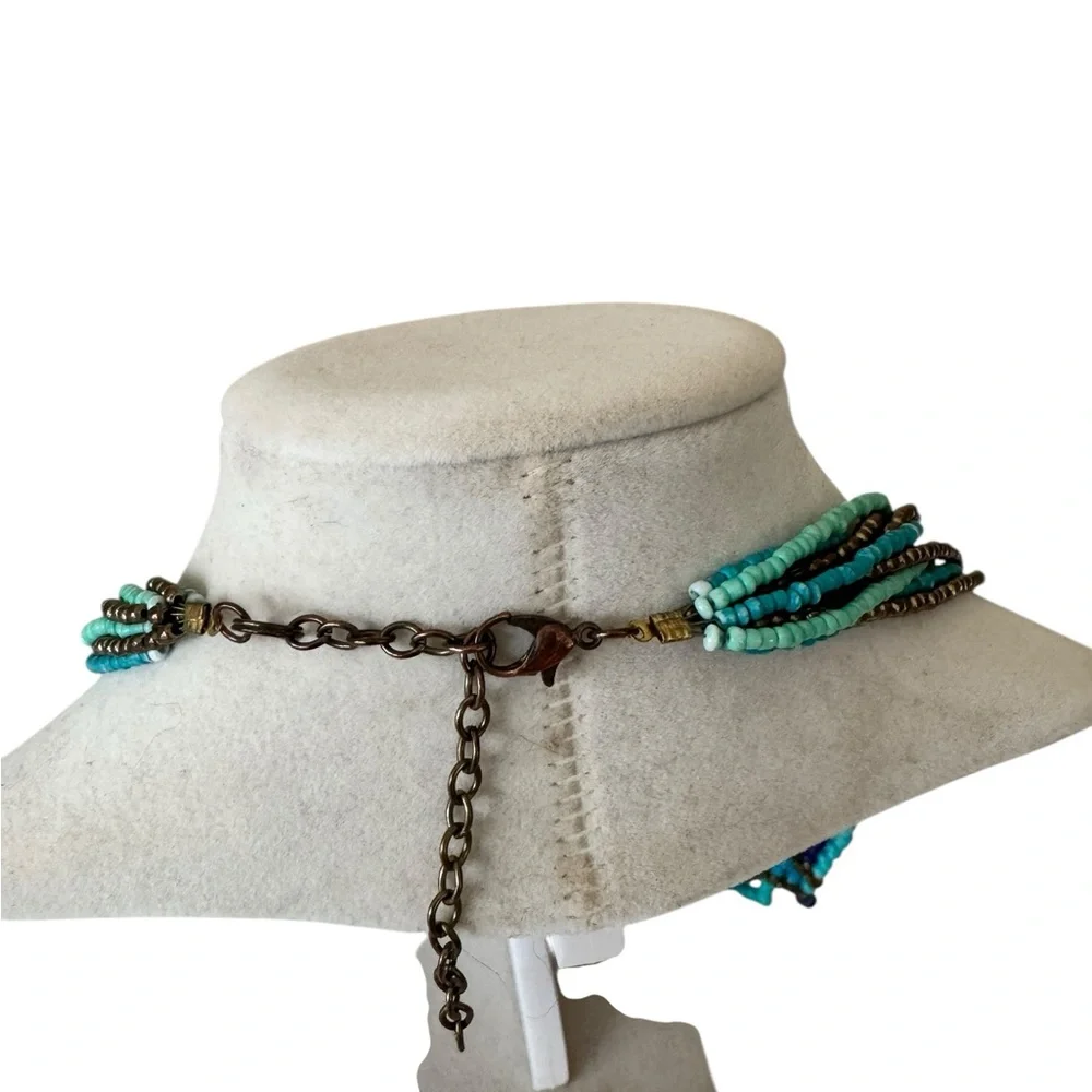 Elegant Turquoise Multicolor Beaded‎ Necklace Native Boho Beach